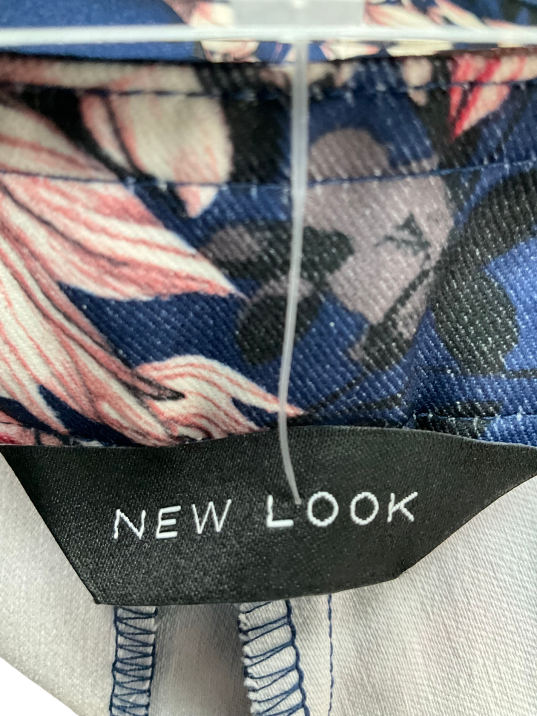 New Look Blue Cropped Floral Trousers UK 12