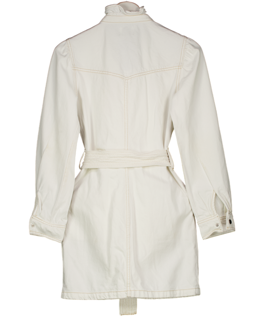 Claudie Pierlot White Denim Ruffle Detail Sleeve Dress FR36 UK 8
