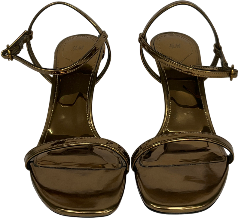 H&M Metallic Heeled Strappy Sandals UK 4 EU 37