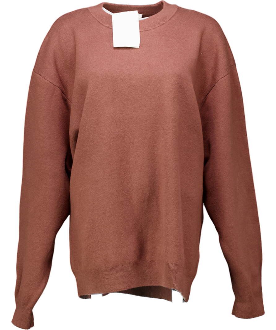 cos Chocolate Brown Relaxed Fit Oversize Cotton/ Wool Blend Cosy Jumper UK M