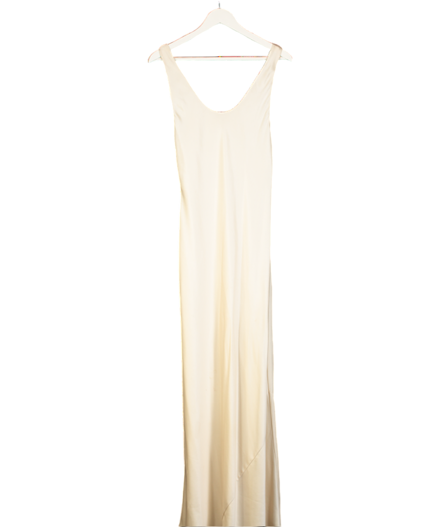 Reformation Cream Satin Maxi Dress UK S