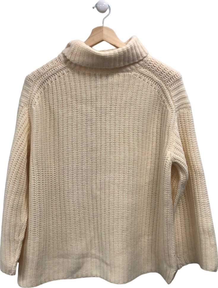 WYSE LONDON Ivory Cashmere Blend Coral Chunky Roll Neck Jumper UK L