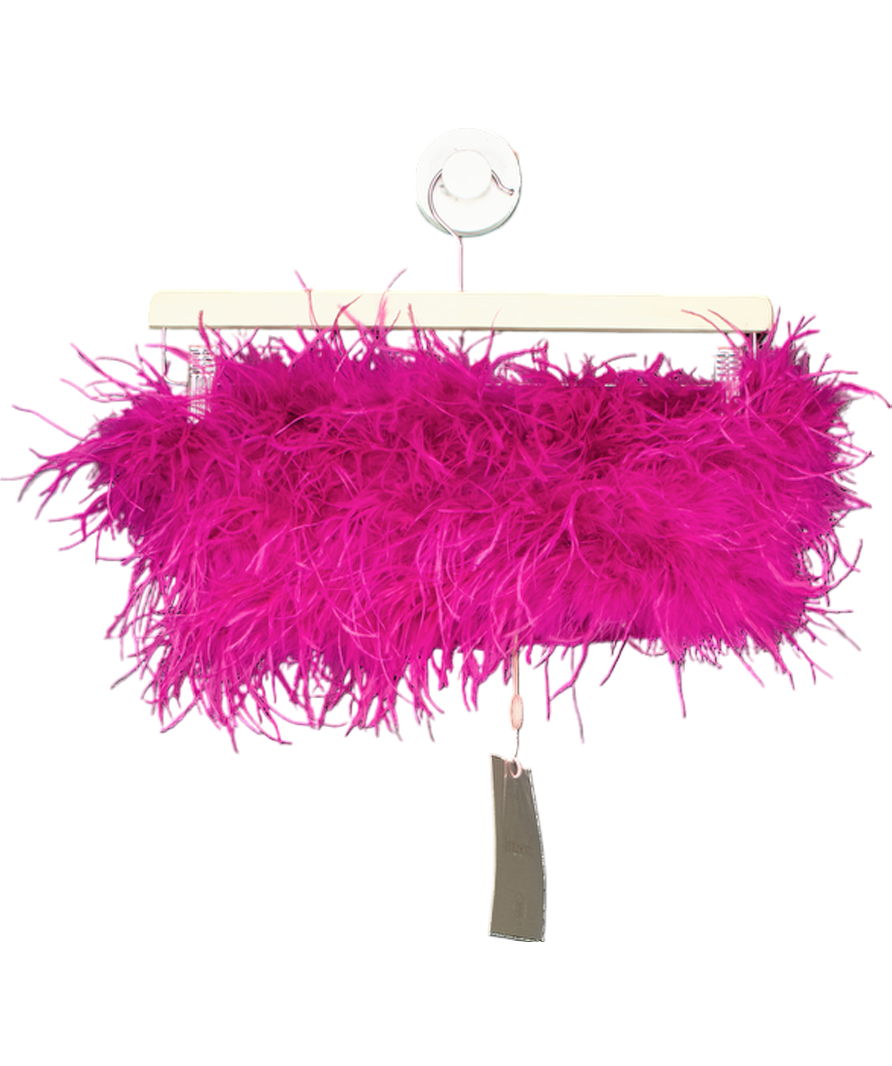House of CB Pink Fenella Feather Trimmed Bandeau Top UK S