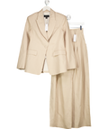 Karen Millen Beige 2-piece Linen Tailored  Blazer ( Uk 8) And Pleated Wide Leg Trousers UK 6