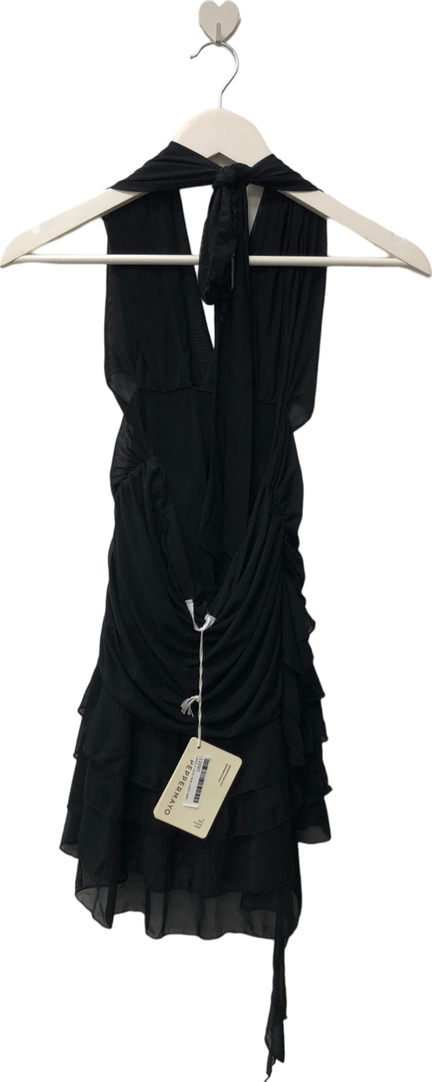 Pepper Mayo Black Kyria Frill Mini Dress UK 10