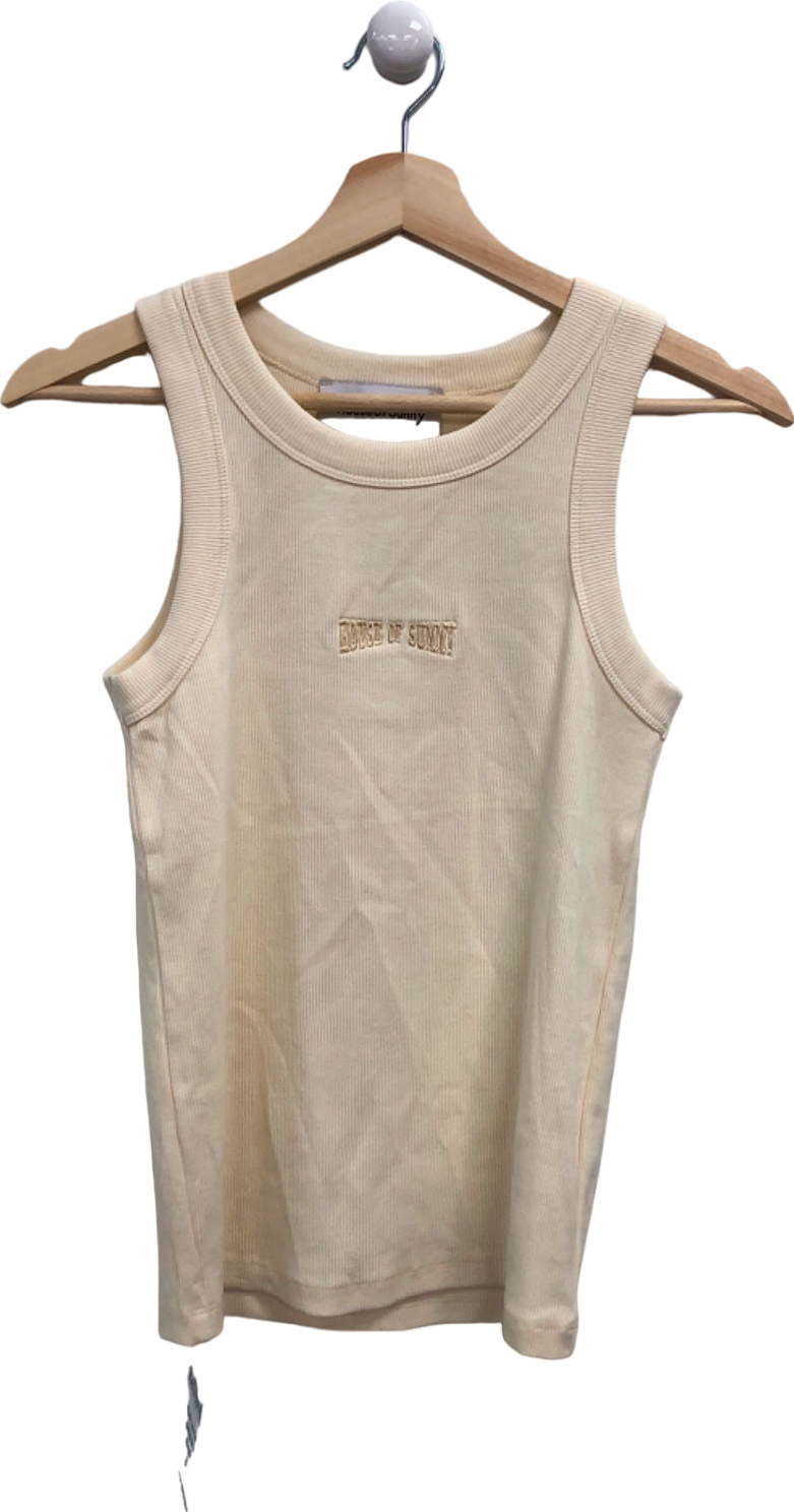 House of Sunny Cream Ribbed Tank Top S