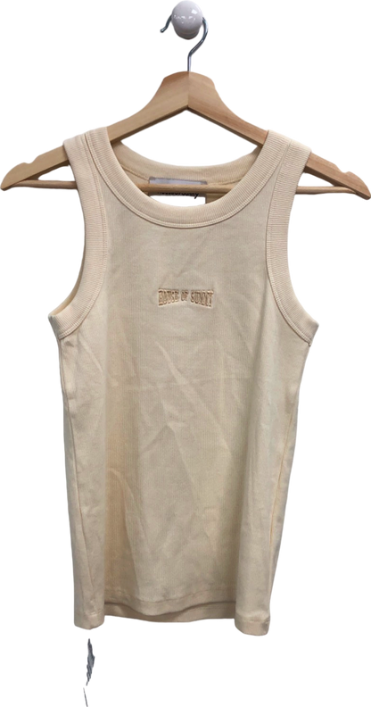 House of Sunny Cream Ribbed Tank Top S