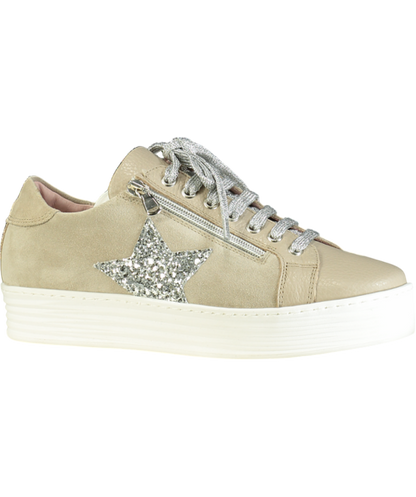 Sole Bliss Beige Leather & Suede Glitter Detail Trainers UK 5 EU 38 👠