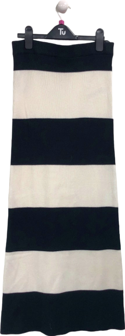 4th + Reckless Black and White Striped Knitted Skirt UK 8