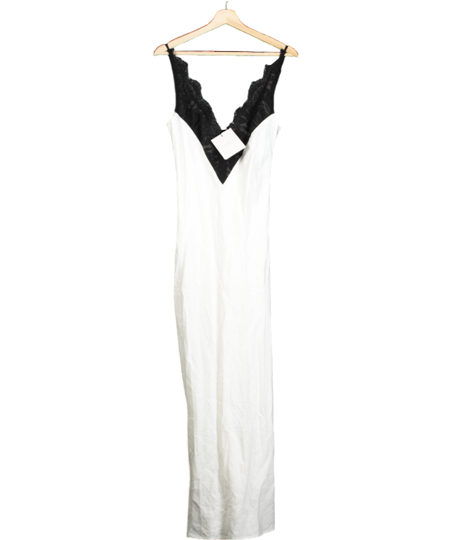 DISSH White And Black Hazel Lace & Linen Maxi Dress UK 8