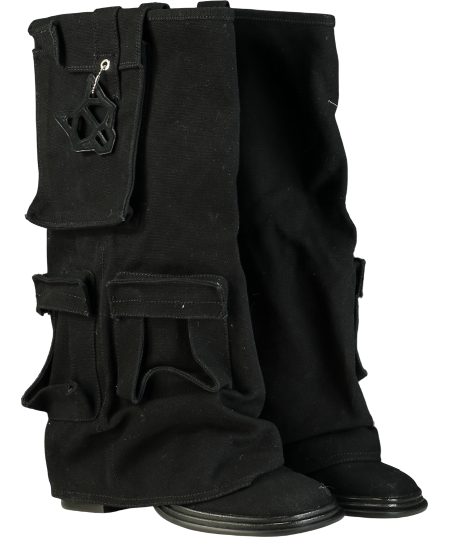 Naked Wolfe Black Natalia Canvas Cargo Boot UK 4 EU 37 👠