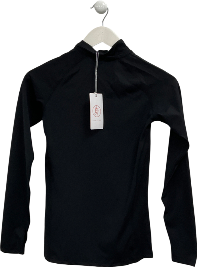 GYM KING Black Impact Taped Funnel 1/4 Zip Long Sleeve Top UK 8