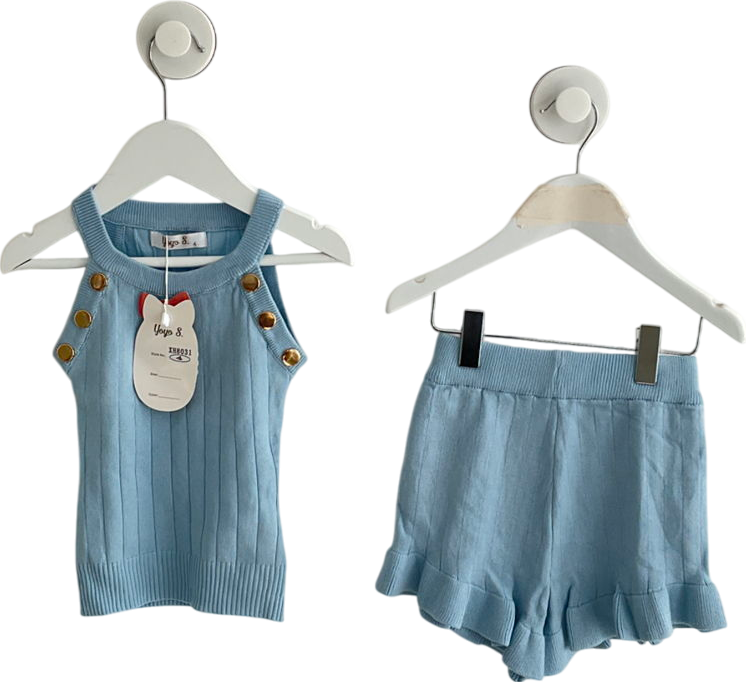 Yoyo S. Blue Knitted Short & Top Set 4 Years
