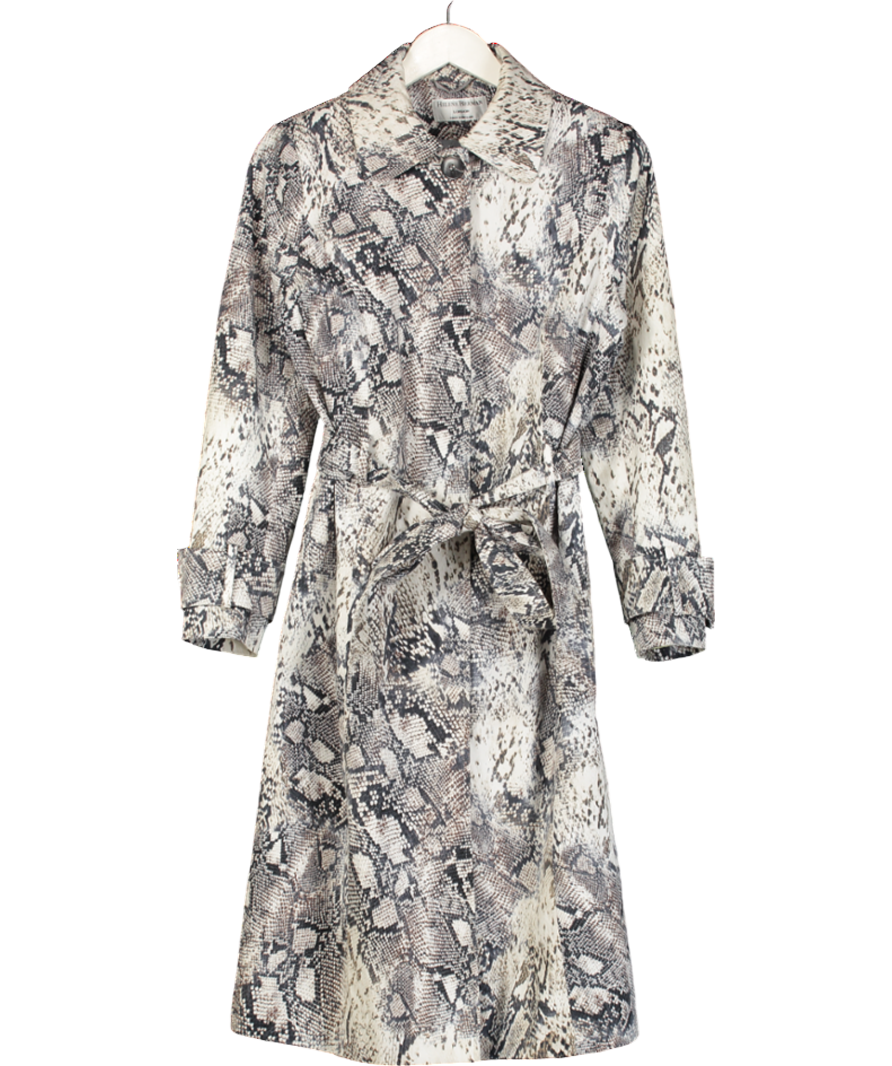 Helene Berman Grey Snake-printed Trench Coat UK 10