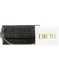 CHRISTIAN DIOR Lambskin Cannage Lady Dior Clutchbag with chain - Black with Silver hardware