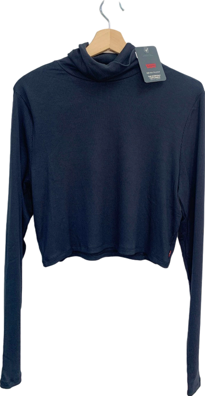 Levi's Navy The Everyday Turtleneck Body Fit Cropped Top UK XL