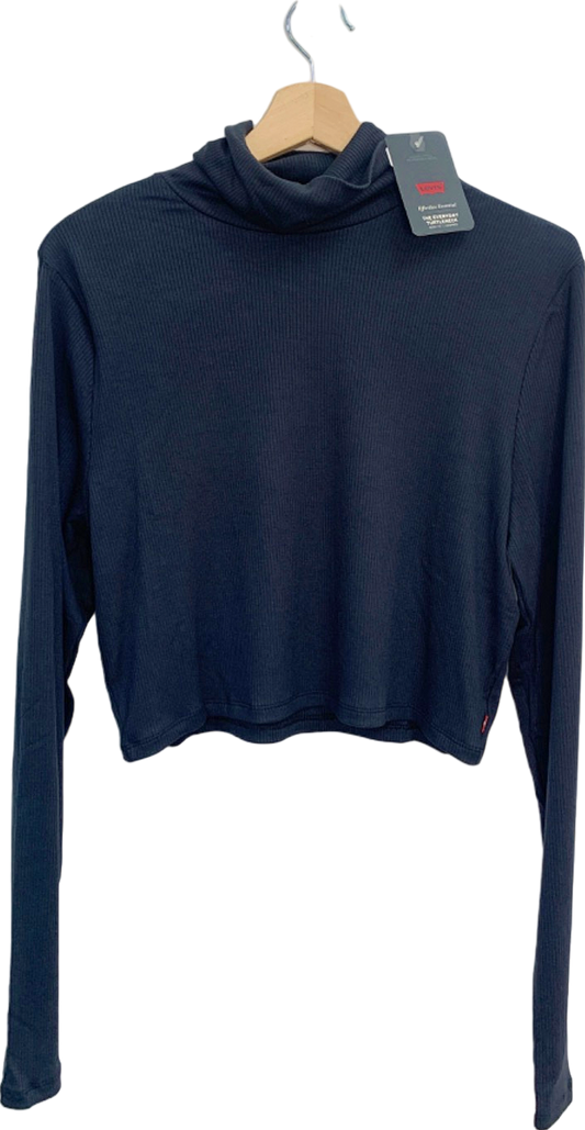 Levi's Navy The Everyday Turtleneck Body Fit Cropped Top UK XL