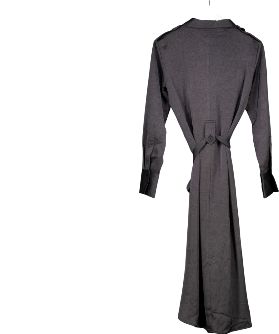 MANGO Black Satin Shirt Dress UK M