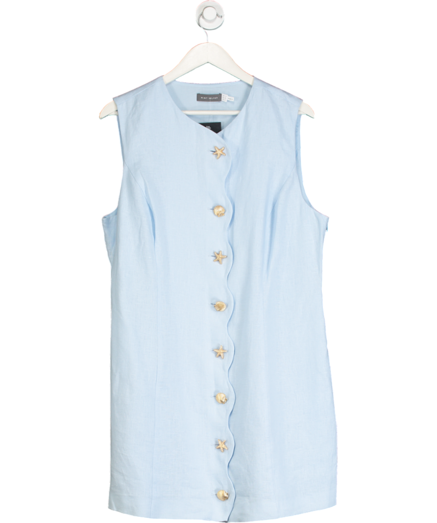 Mint Velvet Blue Linen Starfish Mini Dress UK 18