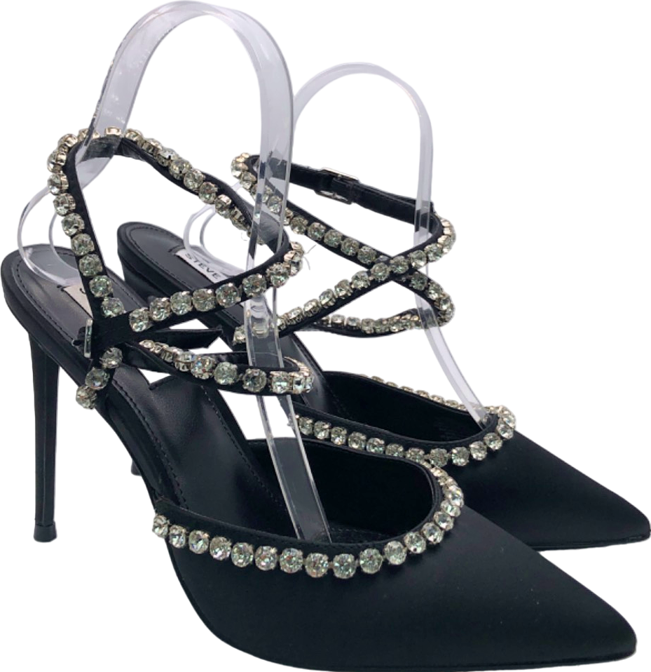 Steve Madden Black Crystal Embellished Heels UK 6.5 EU 39.5 👠