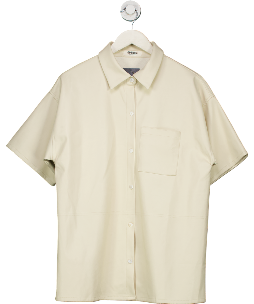 4th & Reckless Cream Leather Look Shirt UK 10