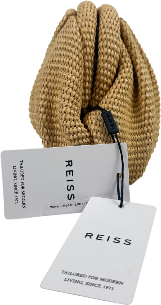 REISS Beige Gia Raffia-effect Clutch Bag In Natural
