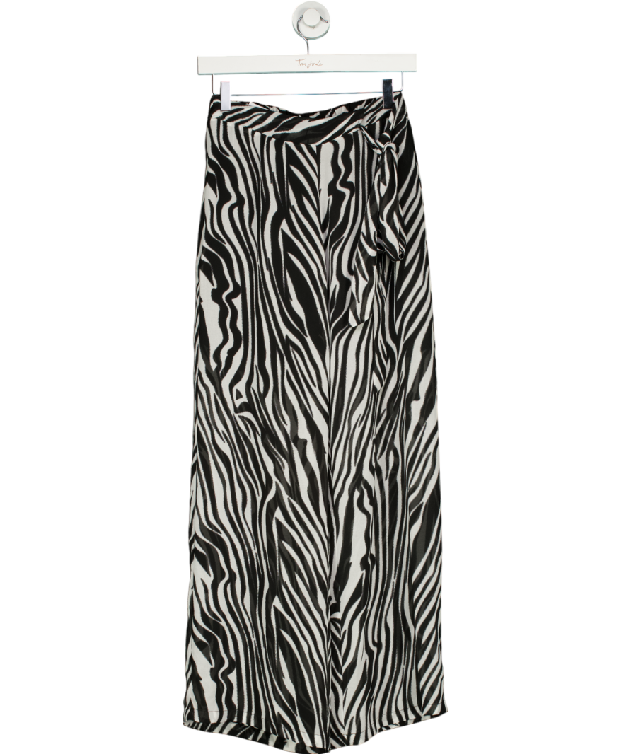 S-DEER Black Zebra Striped Straight Leg Pants UK S