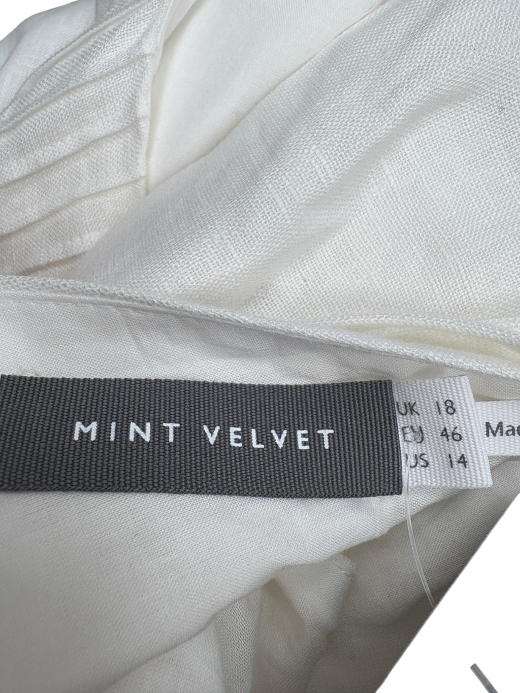 Mint Velvet White Linen Midi Dress UK 18