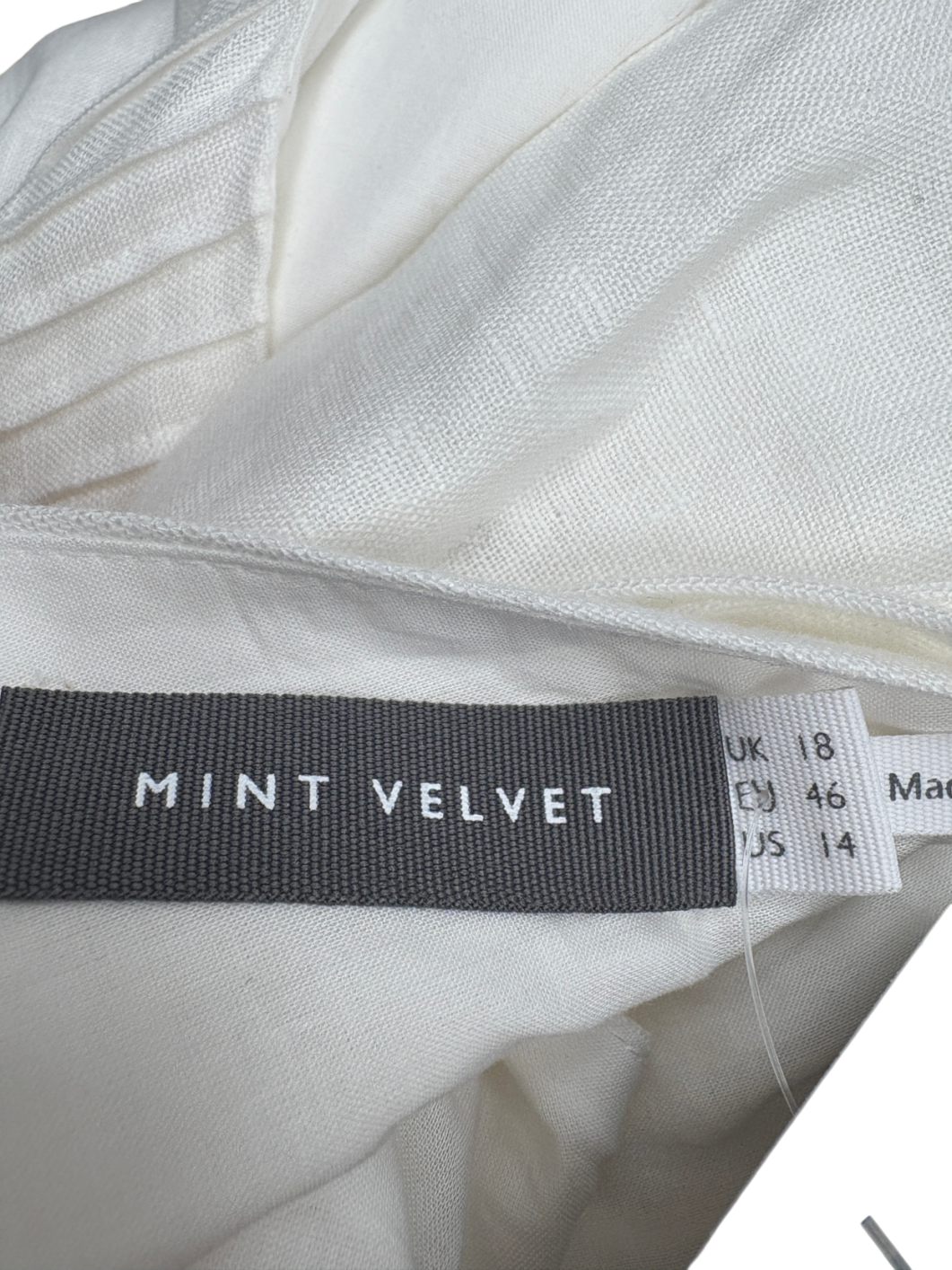 Mint Velvet White Linen Midi Dress UK 18