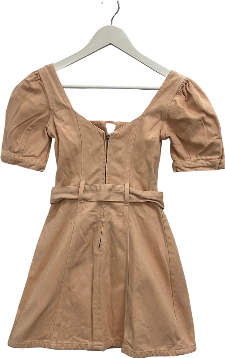 ASOS Nude Puff Sleeve Denim Dress UK 6