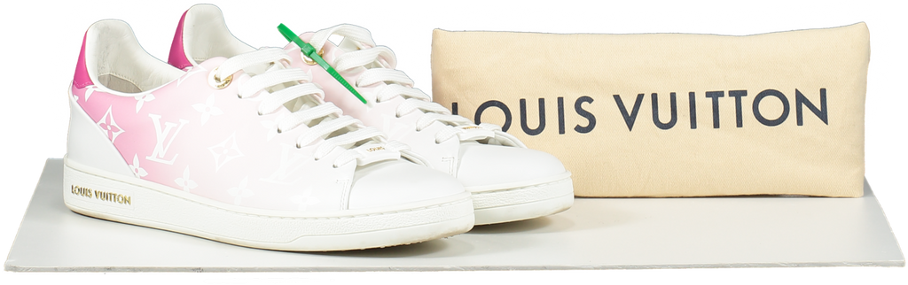 Louis Vuitton Pink/White Front Row LV Monogram logo Leather Trainers UK 3.5 EU 36.5 👠