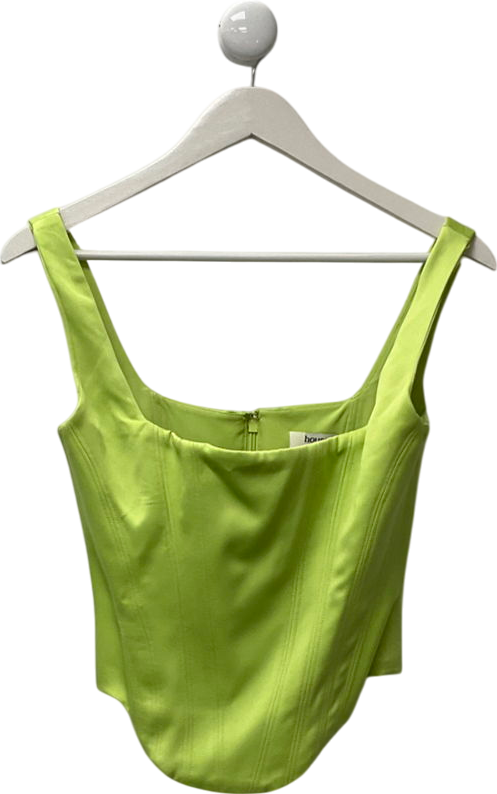 House of CB Green Rafa Corset Lime Satin Longline Corset UK S