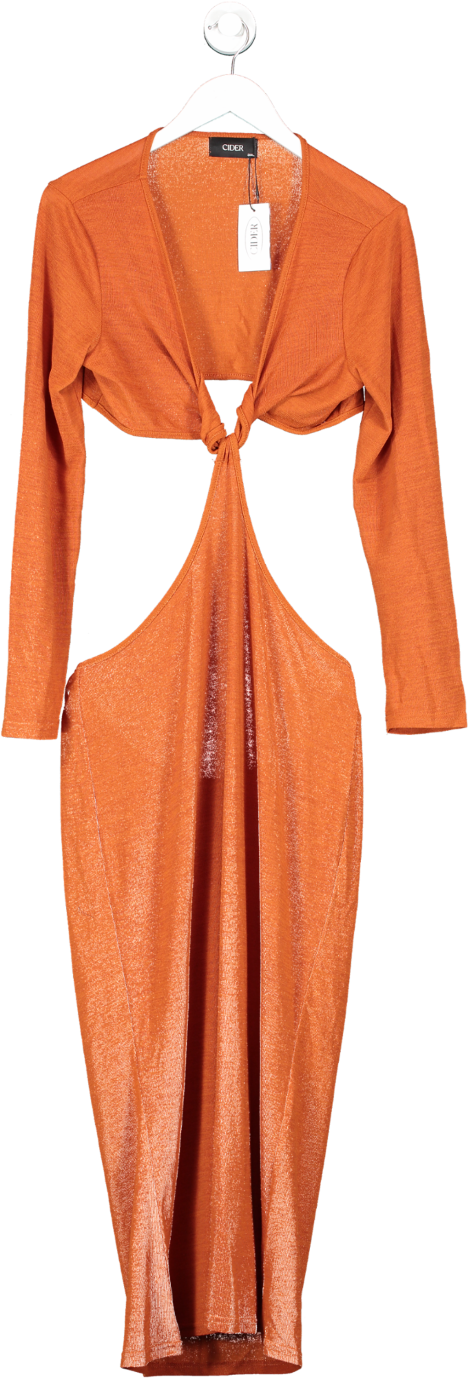 Cider Orange Knotted Front Long Sleeve Dress UK XXXL
