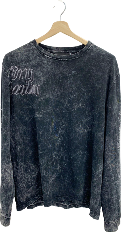 Dirty London Grey Distressed Long Sleeve T-Shirt UK XL