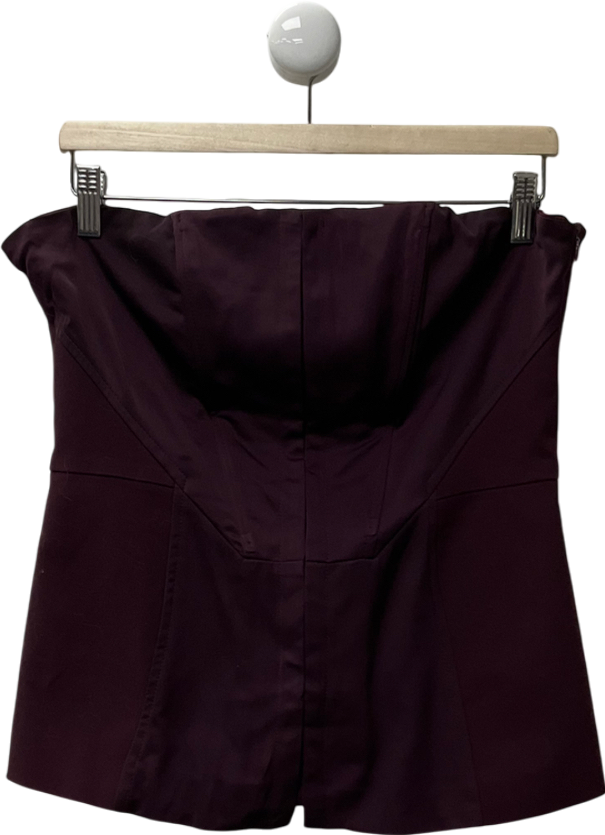 Club L Purple Burgundy Satin-blend Strapless Panelled Corset Top UK 14