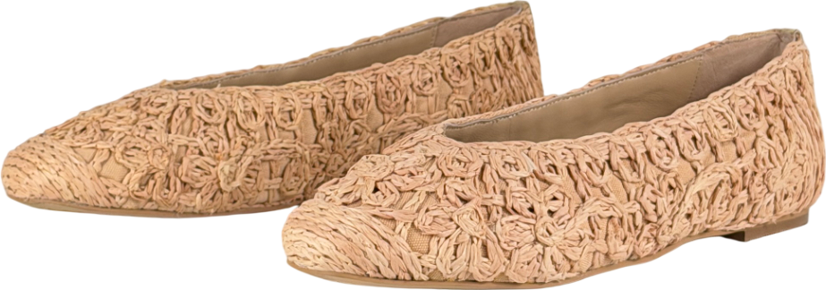 BODEN Beige High Cut Ballerina Pumps, Natural UK 8 EU 41