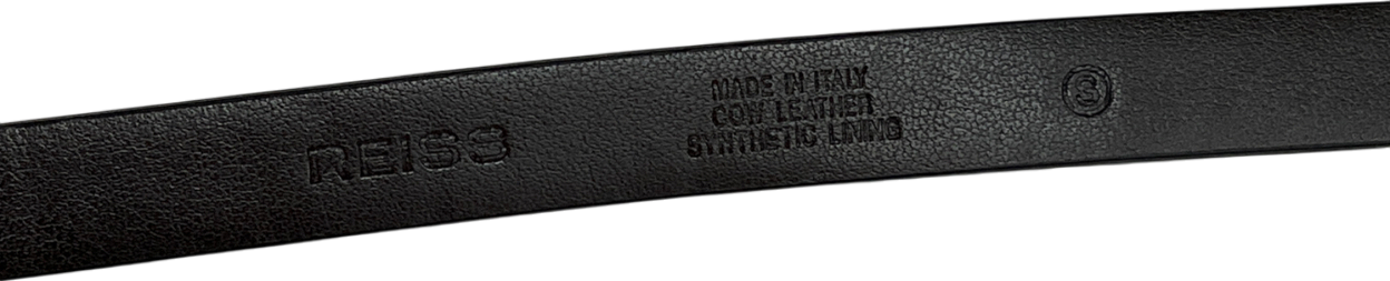 REISS Brown Chaya Thin Leather Elongated Buckle Belt In Chocolate UK S