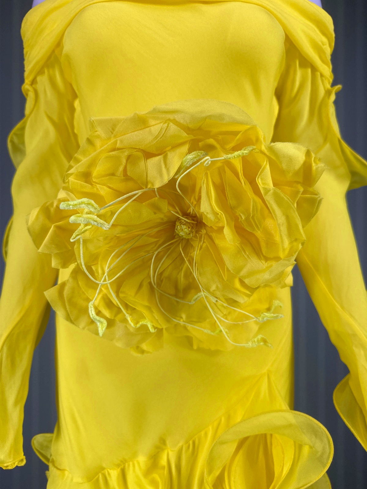 Gül Hürgel Yellow Off-Shoulder Ruffle Dress UK XS