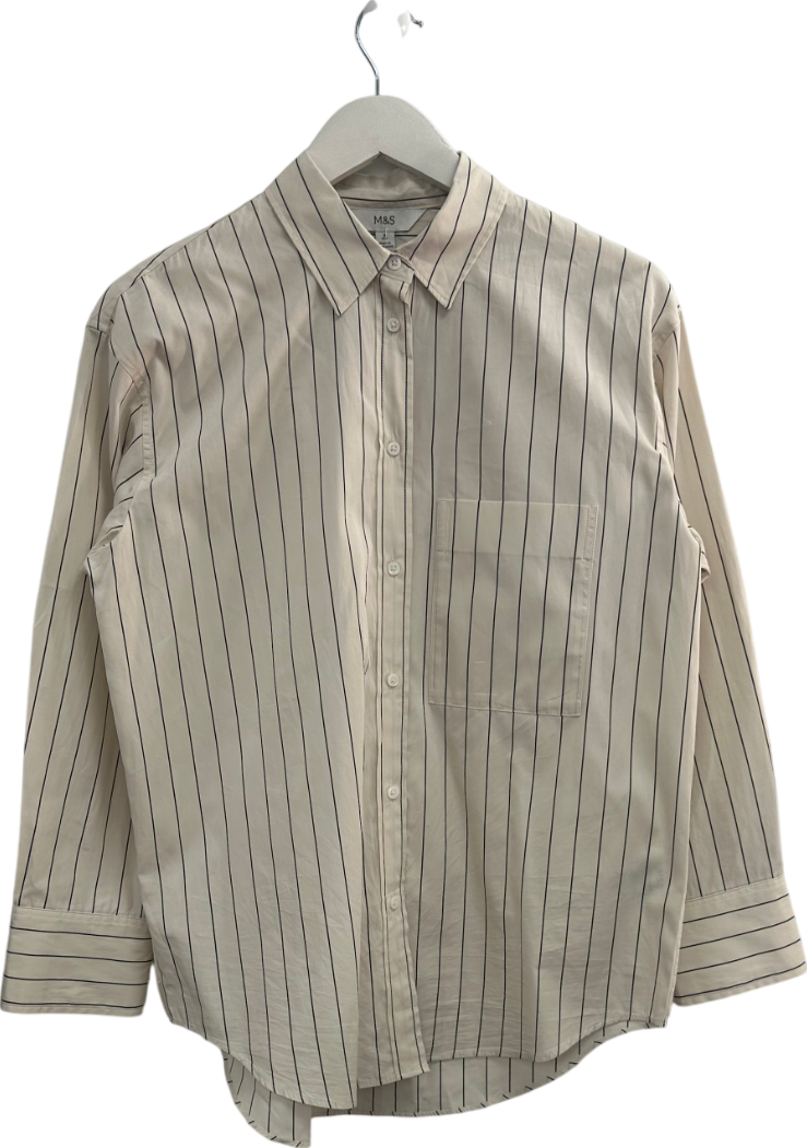 M&S Cream Pinstripe Shirt UK 8