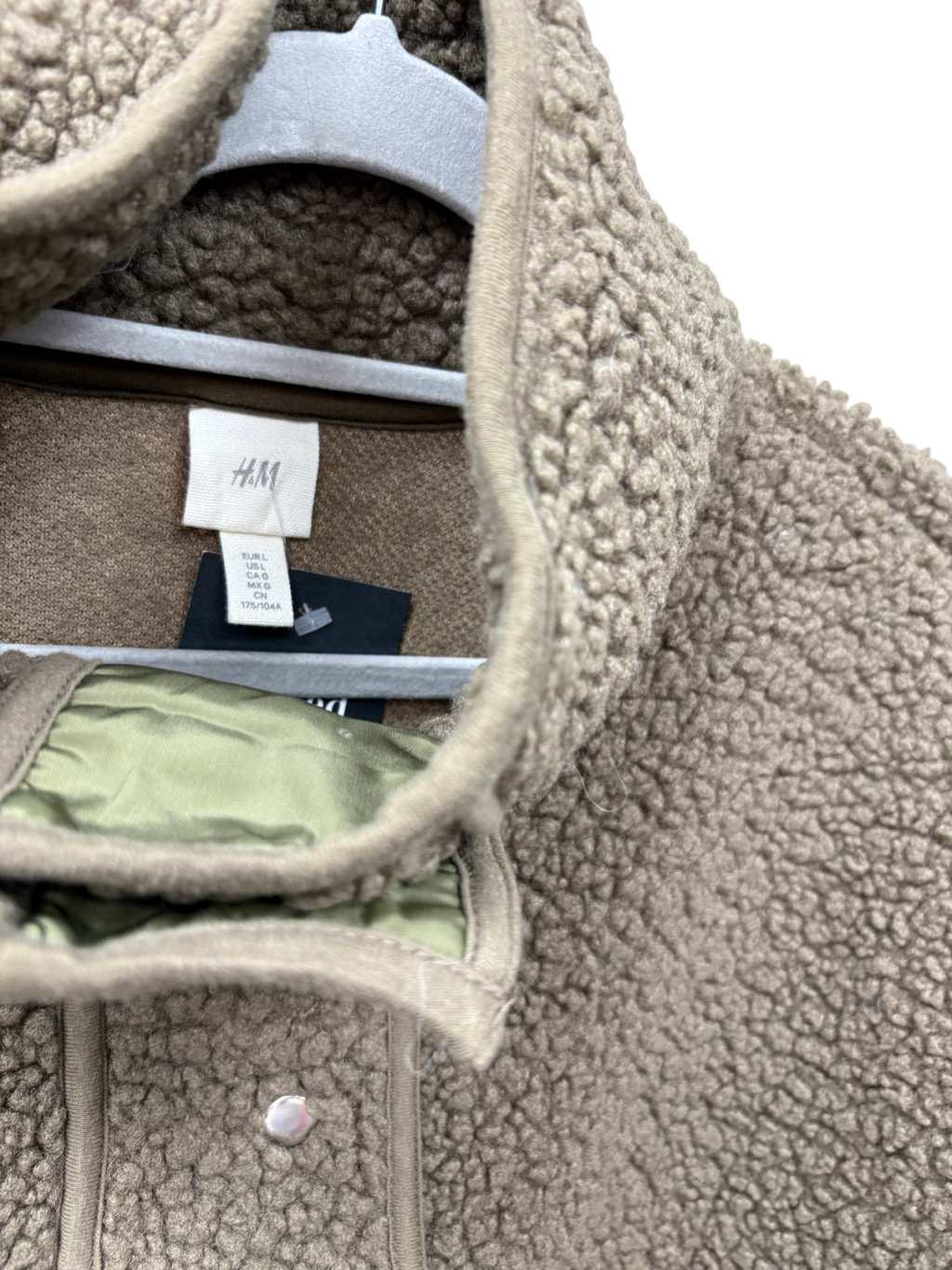 H&M Olive green borg Teddy Fleece UK L
