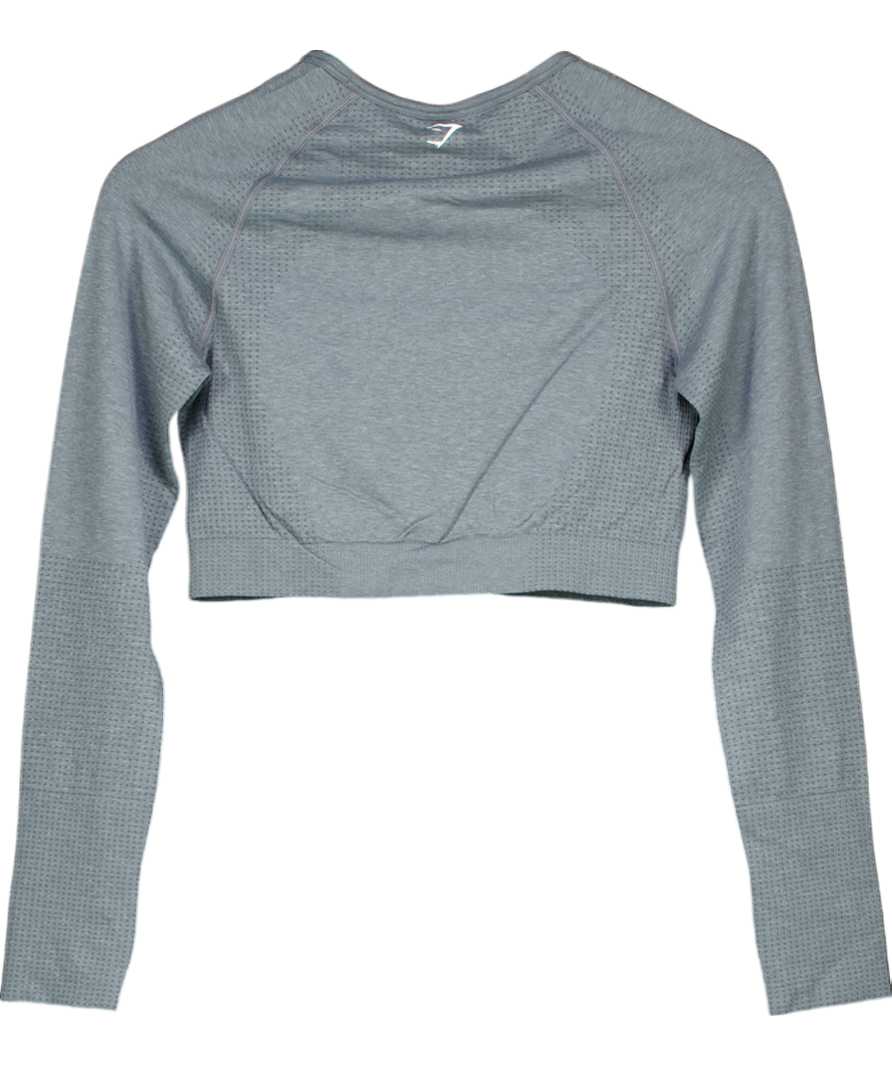 gymshark Grey Everyday Seamless Long Sleeve Crop Top UK L