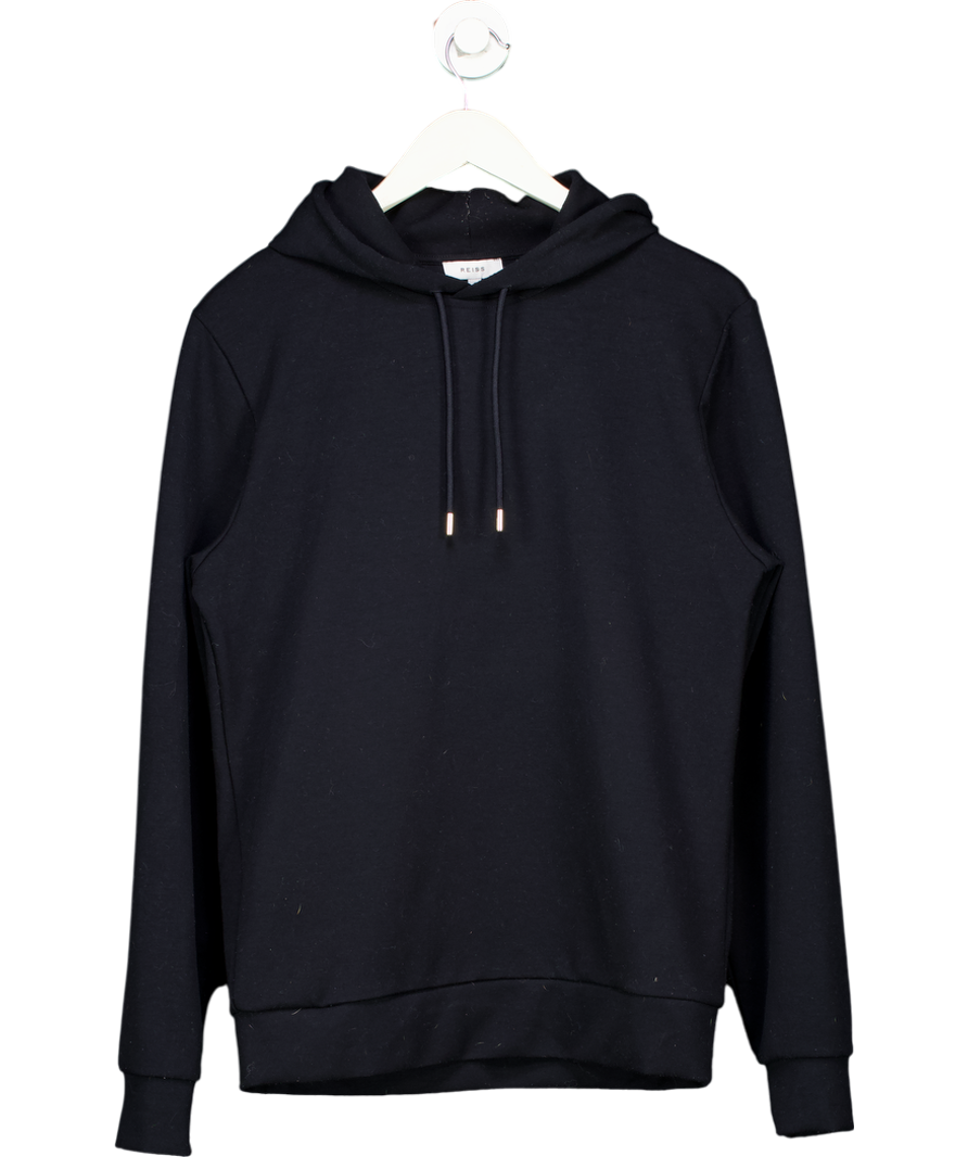 REISS Interlock Jersey Drawstring Hoodie In Black UK S