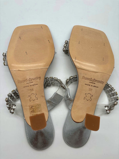 Russell & Bromley Silver Diamante Strap Heeled Sandals UK 5