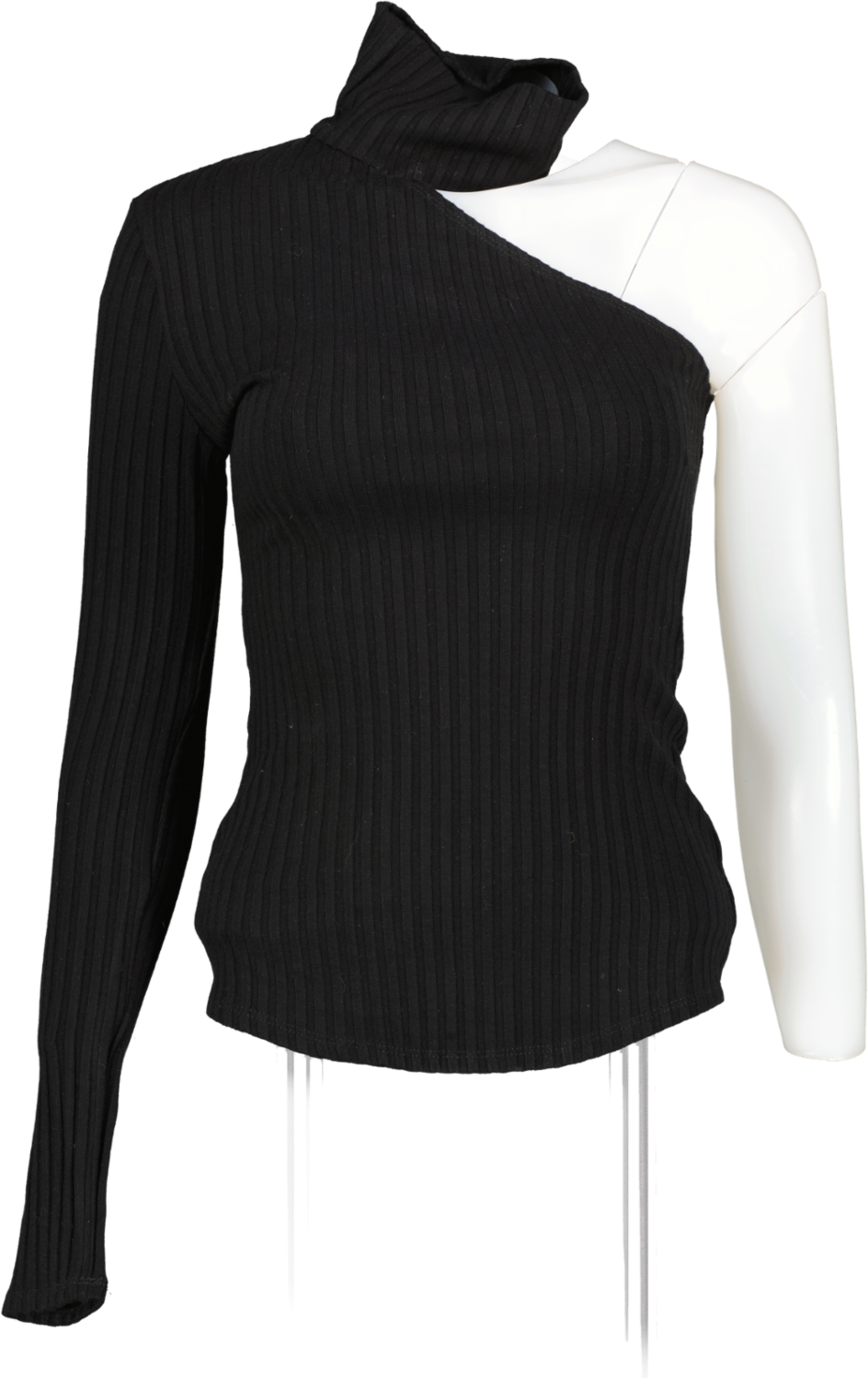 The Range Black Ribbed One Sleeve Top UK XS