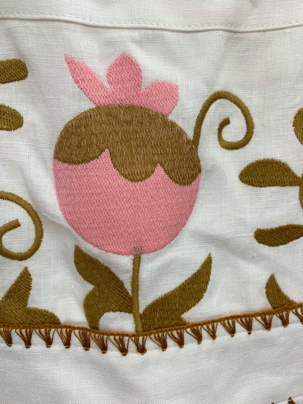 LUG VON SIGA White Ornella Uzbek embroidered linen midi dress UK 8