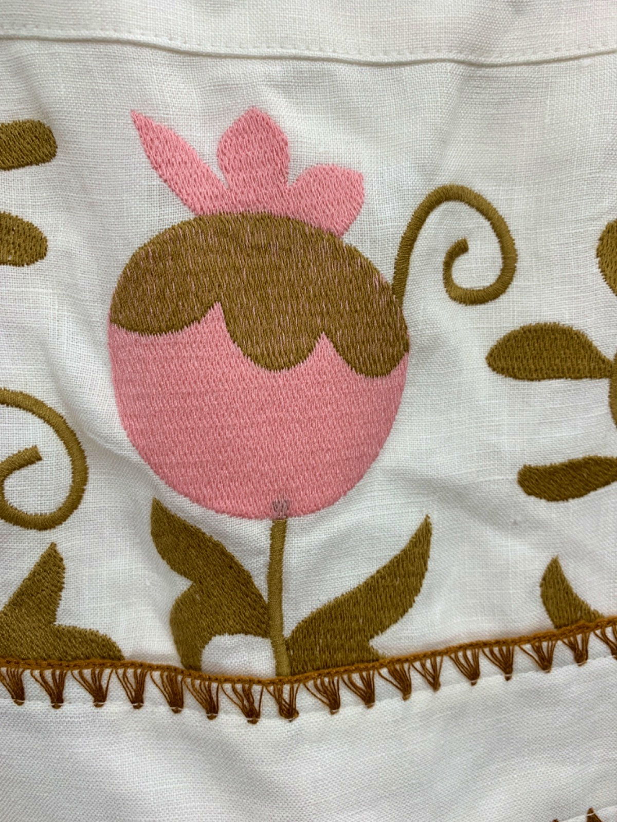 LUG VON SIGA White Ornella Uzbek embroidered linen midi dress UK 8