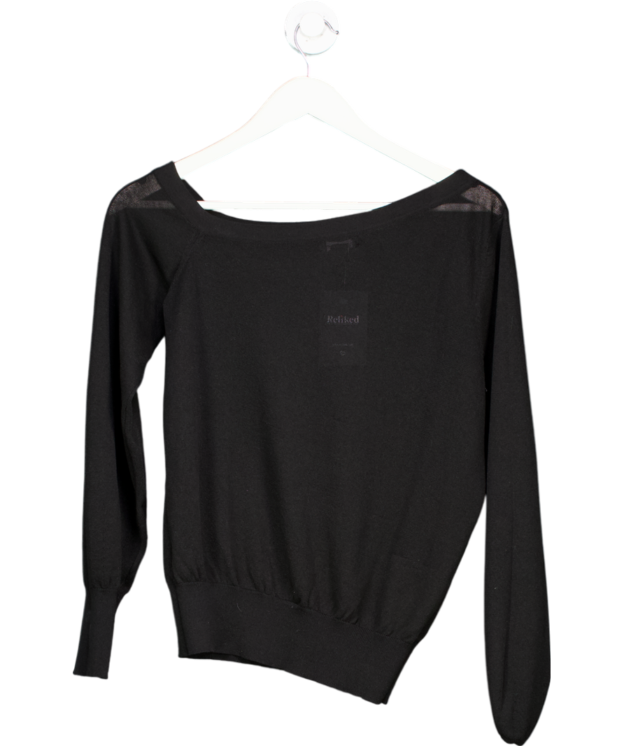 Karen Millen Black Lightweight Summer Knit Off Shoulder Top UK XS