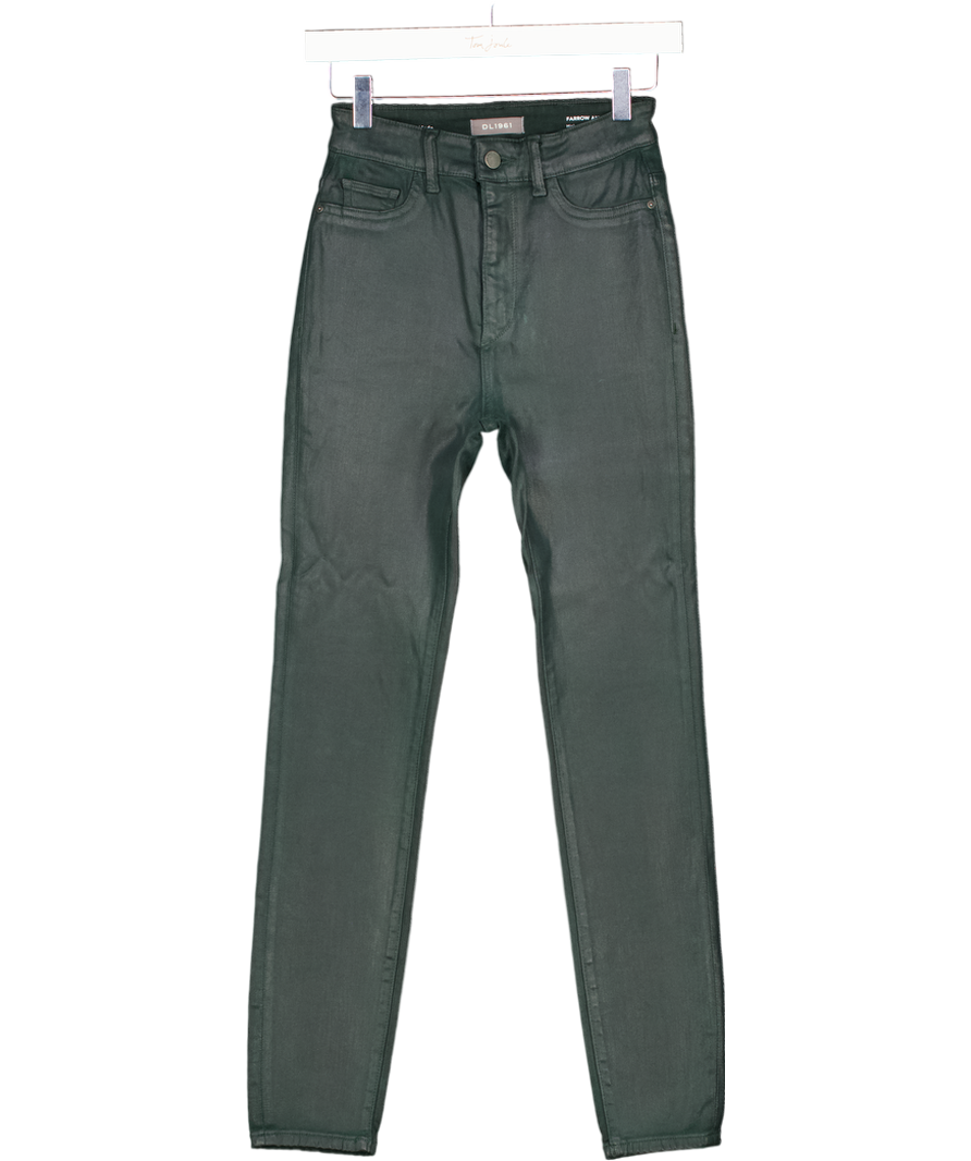DL1961 Dark Green Coated Sculpting Farrow Ankle Skinny Jeans W27