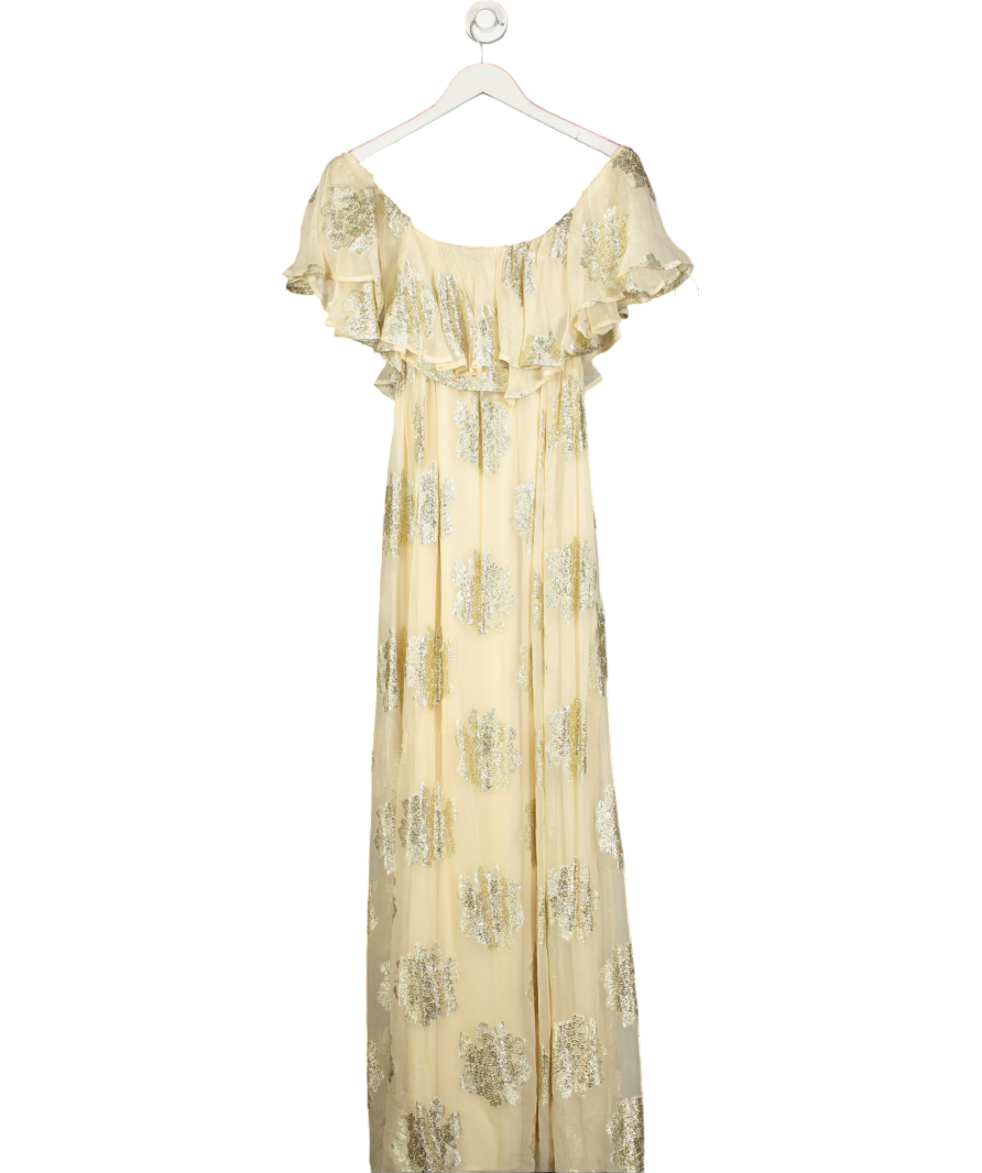 Monsoon Metallic Lyra Ruffle Maxi Dress UK 12