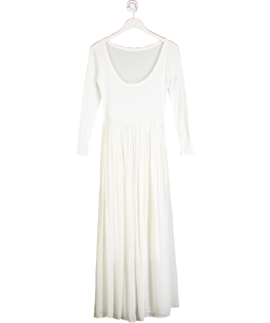 PLAN White Long Sleeve Scoop Back Maxi Dress UK S/M